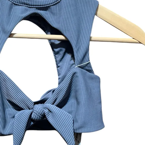 Frankies Bikinis NWT Gray Ronnie‎ Ribbed Neck Tie Top Size Small - Image 8