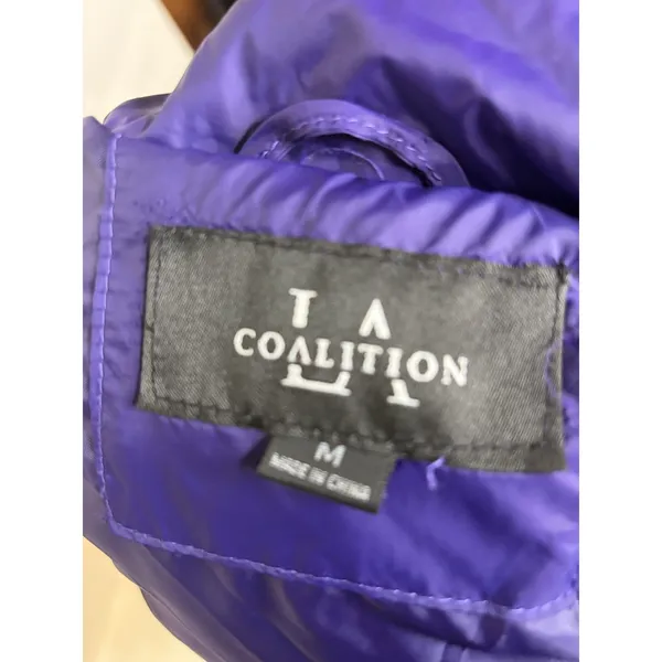 Coalition Purple Cropped Puffer Jacket M Statement Collar Designer Style Coat Size M - Image 6