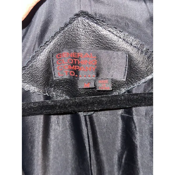 Women's Black Leather Trench Coat Size Medium Vintage Grunge Goth Matrix 90's - Image 3