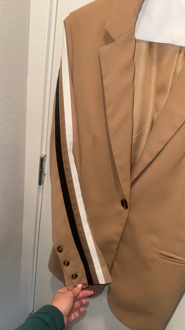 FATE Camel Stripped Blazer  - Image 2