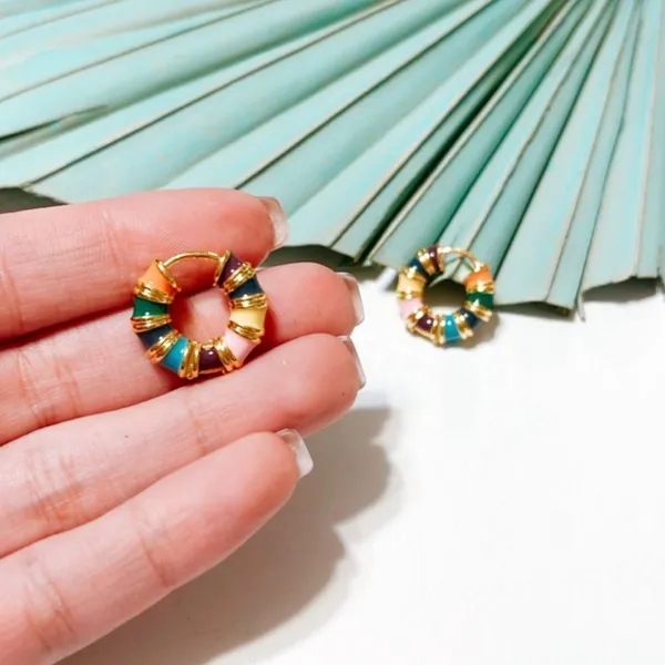 Multicolor hoop earrings S93 - Image 2