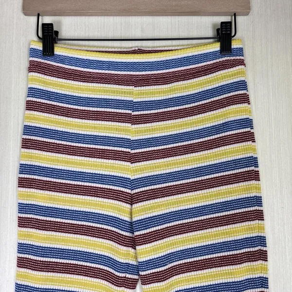 Zara Pants‎ Womens Sz S Knit Striped Colorful Pull On Yellow Red Blue Ribbed - Image 5