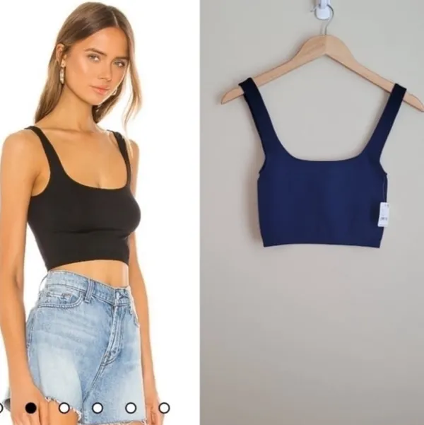 NWT Free People Navy Blue Crop Top Tank Medium/Large - Image 2