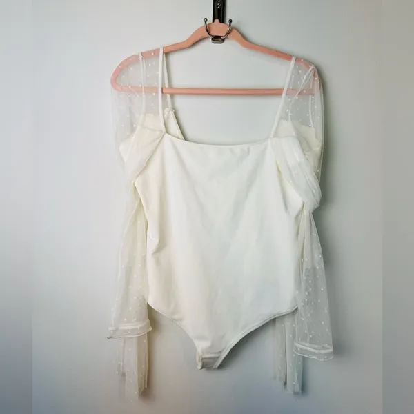 NWT Intimately Free People Tongue Tied Body Suit Sz L Ivory Neutral Boho Chic - Image 4