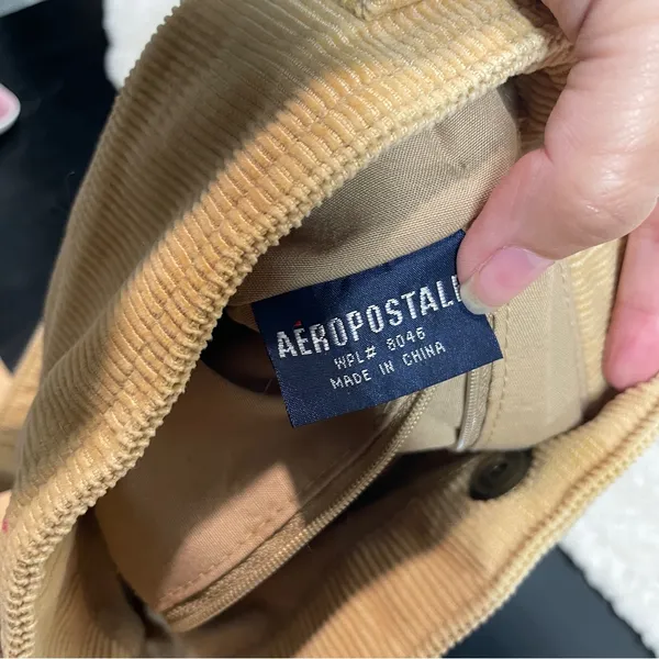 Vintage Y2K Aeropostale Tan‎ Corduroy Small Shoulder Tote Bag - Image 3
