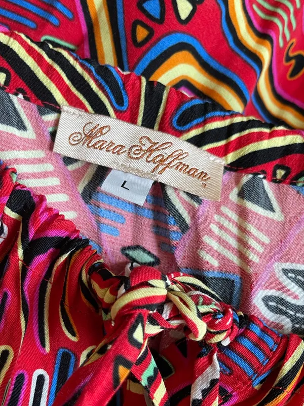 Mara Hoffman Tribal Mola Geometric Button Front Maxi Dress Size L - Image 4