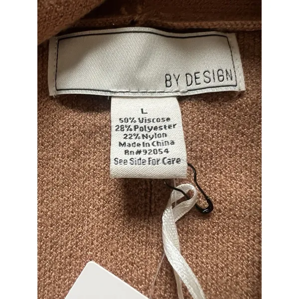 By Design Camel Long Open Front Coatigan Cardigan Pockets L M16512M Minimalist - Image 7