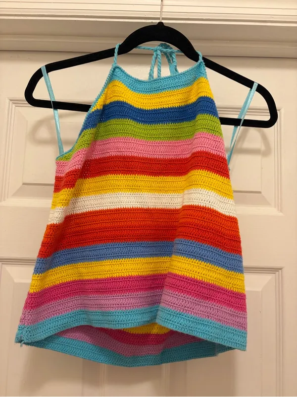 Ralph Lauren Multicolor Crochet Halter Tank Top - Image 3
