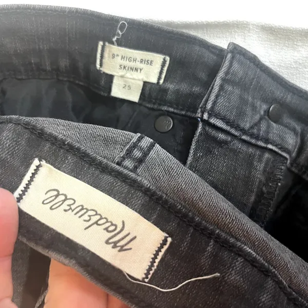 Madewell 9” High Rise‎ Skinny Distressed Knees Womens Size 25 Faded Black Jeans - Image 13