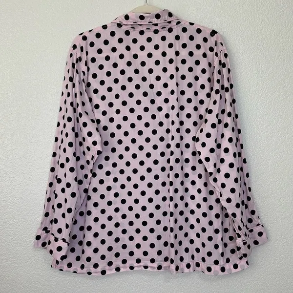 Victoria’s Secret Pink Black Polka Dot Button Down Pajama Top - Image 5