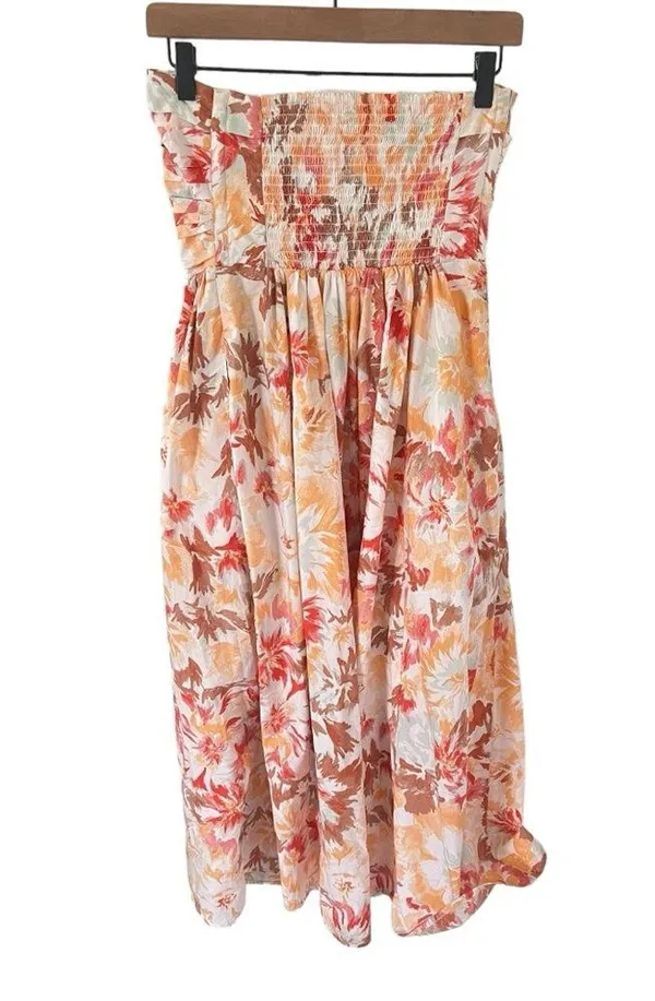 Abercrombie Ruched Strapless Floral Midi Emerson Dress - Image 6