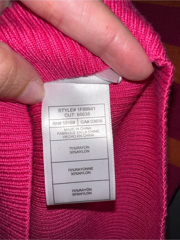 Striped Orange and Fuchsia Knit on‎ Dress flared sleeves small - Image 6