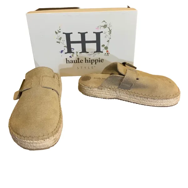 Haute Hippie "Biscuit" Beige "Aria" Suede Clogs With Box (6) - Image 3