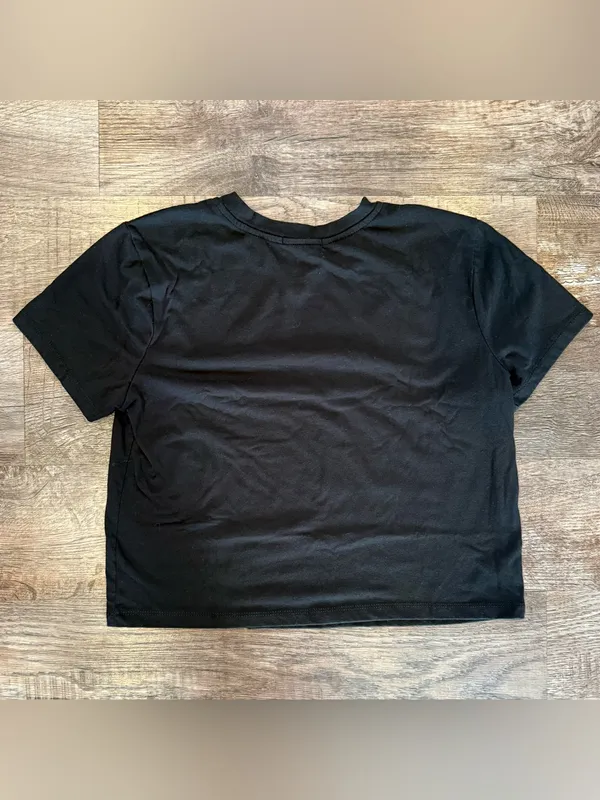 Better Together Black Cropped Baby Tee with Skeleton Skateboarders Graphic XS - Image 3