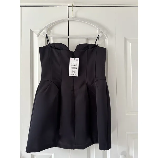 Zara Strapless Black Mini Dress Large New With Tags - Image 7