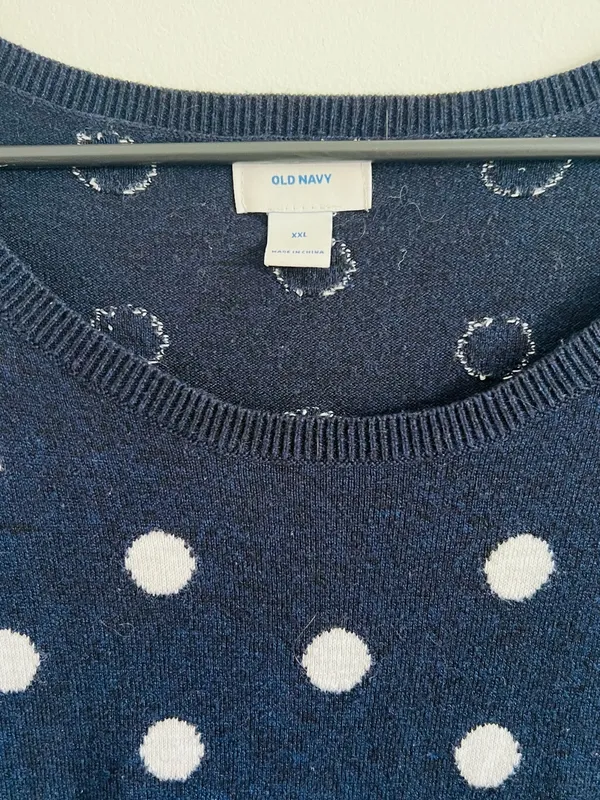 Old Navy Navy and White Polka Dot Crewneck Sweater Preppy y2k - Image 3