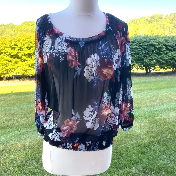INC Semi Sheer Floral Top - Image 3