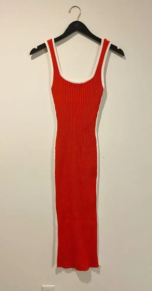 VICI Red ribbed bodycon midi dress - Image 2