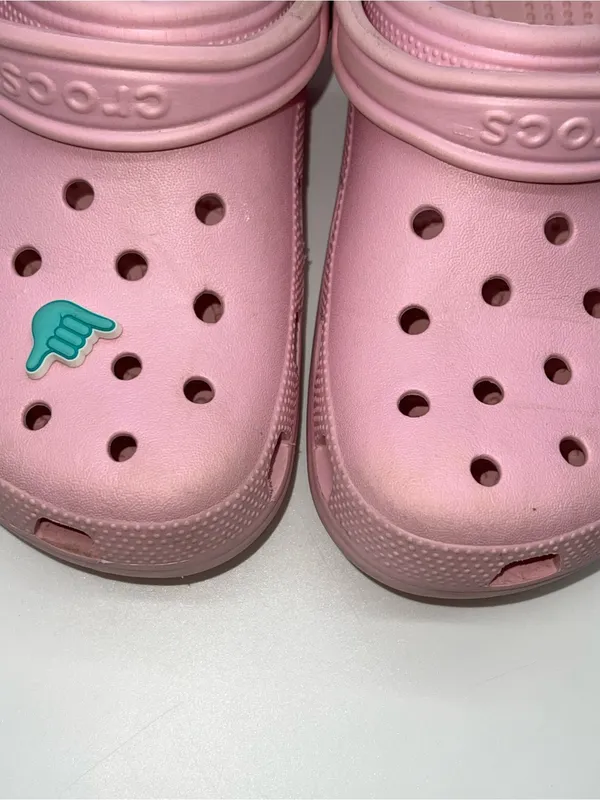 Classic Crocs Women's Taffy Pink Croslite Clog with Teal Hang Loose Jibbitz-Sz 8 - Image 13