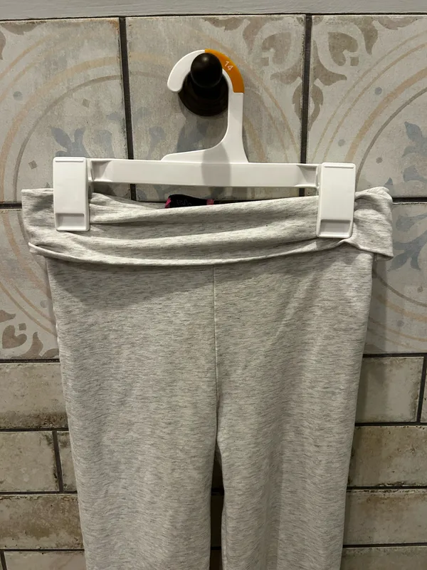 Edikted Light Grey Fold over Flare Leggings - Image 2