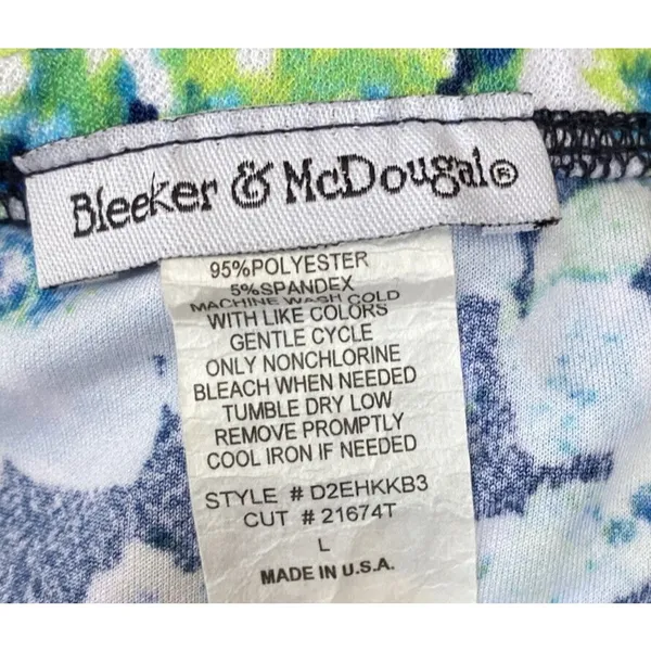 Vtg 90s size L Floral blue green white stretchy ruffle hem skirt feminine retro - Image 7