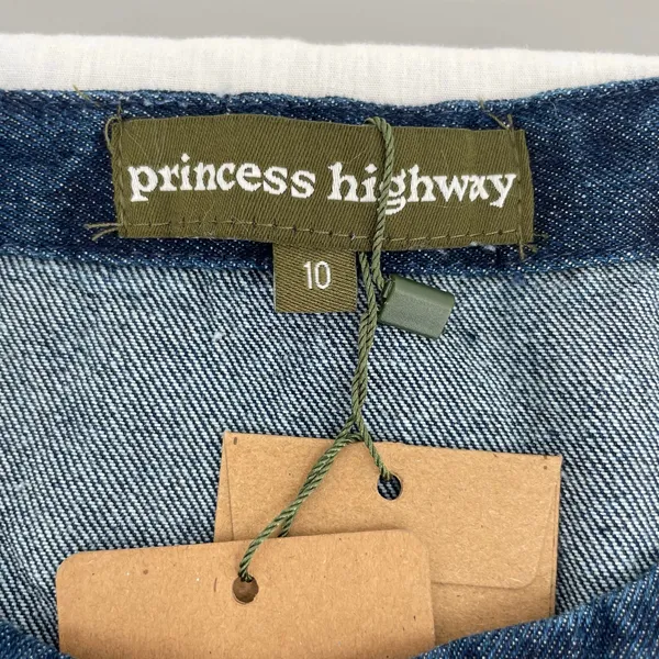 Princess Highway Denim Fiona Pinny Dress Pink Flowers Embroidered AU Size 10 NEW - Image 7