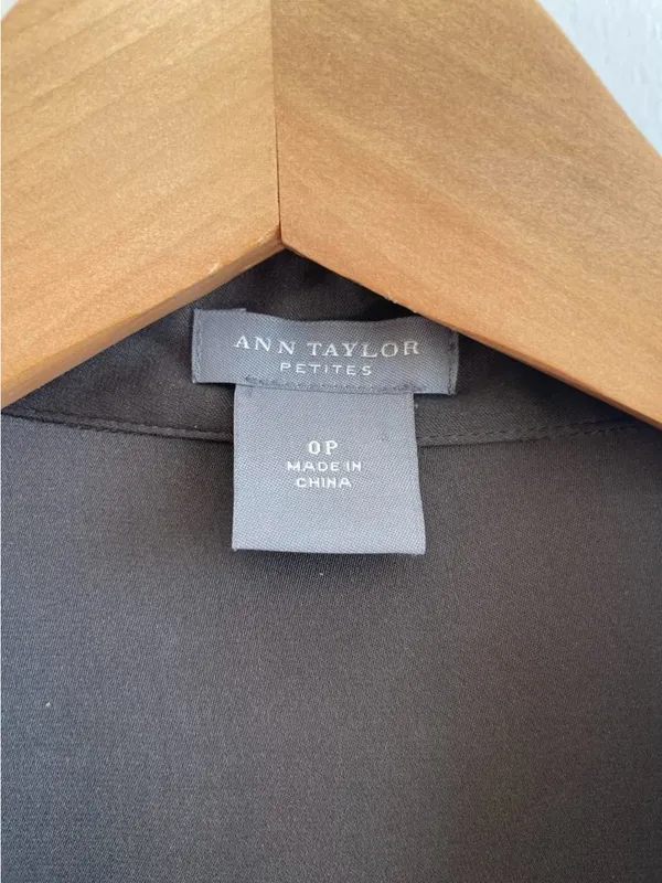 Vintage Y2K Ann Taylor Silk Spandex Button Down Shirt Size 0 XS Ruched Military - Image 3