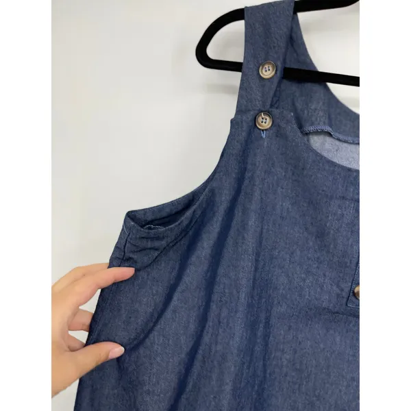 NY Collection Petite Women Mini Tank Dress Sleeveless Scoop Neck Blue PXL NEW - Image 4