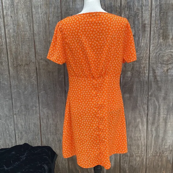 Cotton On Orange lightweight Summer Dress Ditzy Floral Size Large - Image 4
