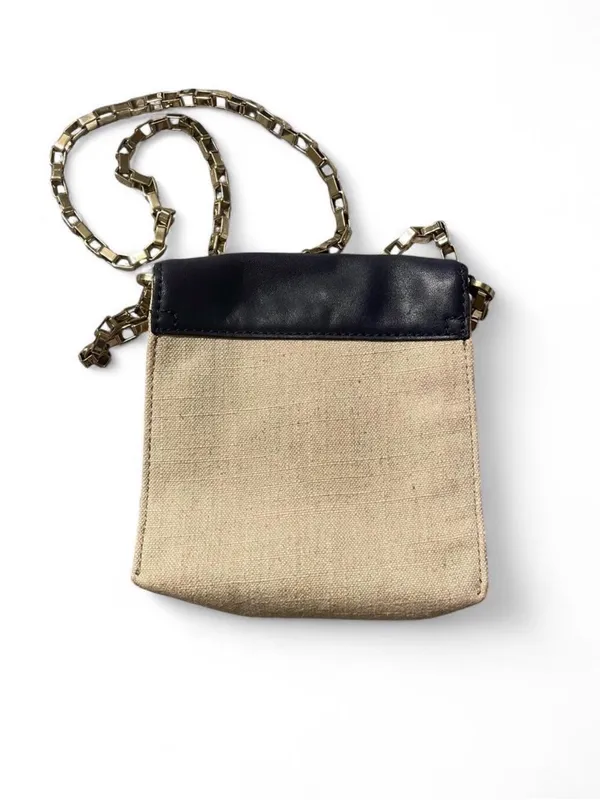 Kate‎ Spade Dark Navy Beige Fabric Crossbody Bag Gold Chain - Image 6