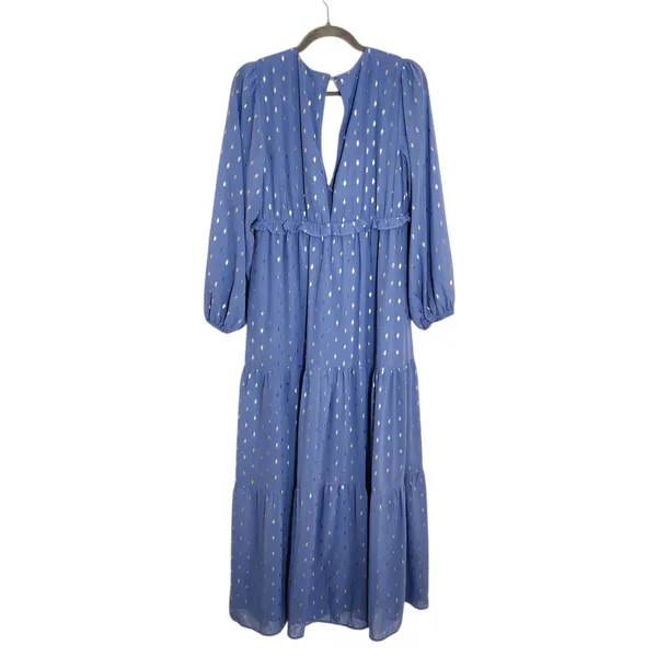 She + Sky Blue and Gold Boho Maxi Dress Size Large Wedding Guest Dress - Image 2