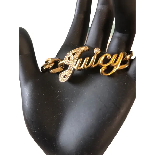 Juicy Couture "juicy" Crystal Gold Tone Magnetic Clasp Vintage - Image 4