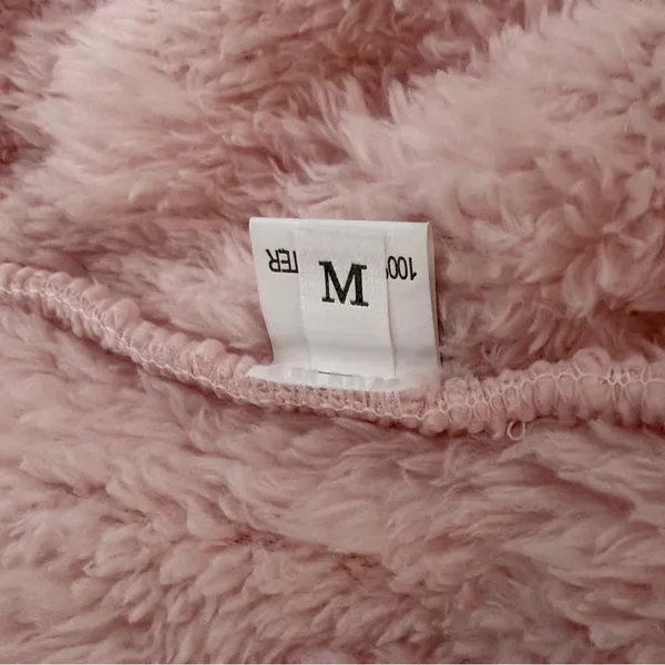 Women's Pink Sherpa Fleece Style Long Sleeve Lounge Bed Jacket Size M #260395 - Image 4