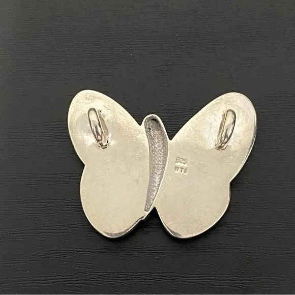 Sterling Siver Abalone Shell Butterfly Pendant Silver - Image 2