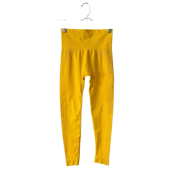 SET Active Yellow‎ Seamless Leggings SM High Rise Ribbed Gym Workout - Image 9