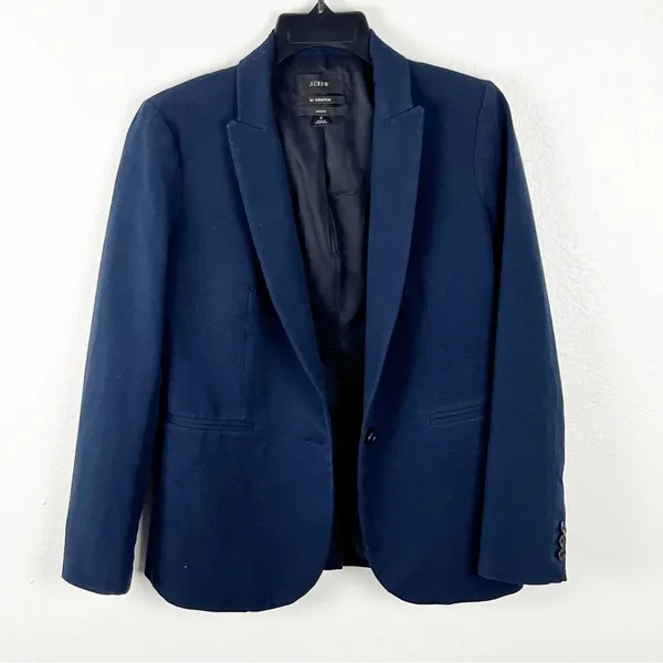 J. CREW Parke Navy Bi-Stretch Lined Single Button Blazer Size 2 Career Preppy - Image 6