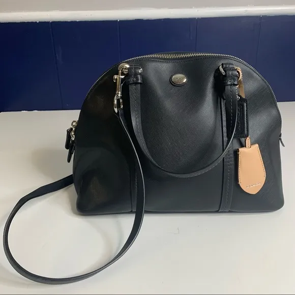Coach‎ Cora Peyton Black Saffiano Leather Domed Satchel - Image 4