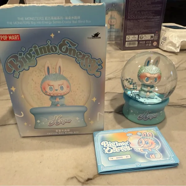 Pop Mart Labubu Big Into Energy Crystal Ball - Hope Snow Globe New - Image 3