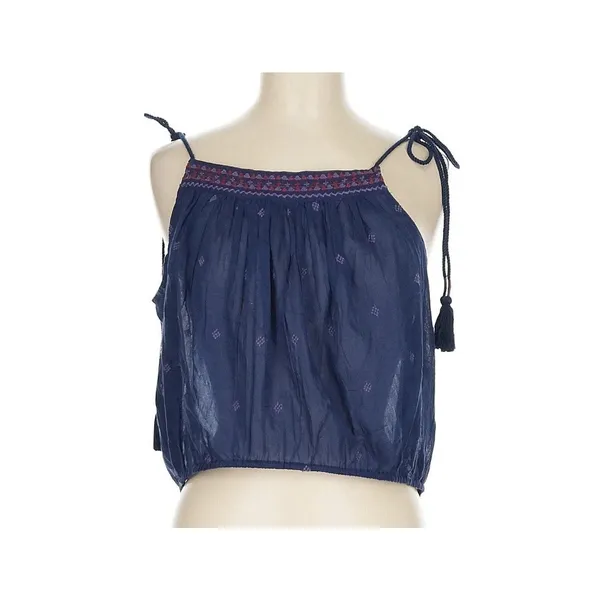Free People Eternal Love Blue Boho Embroidered Cropped Tank Top Adjustable - Image 2