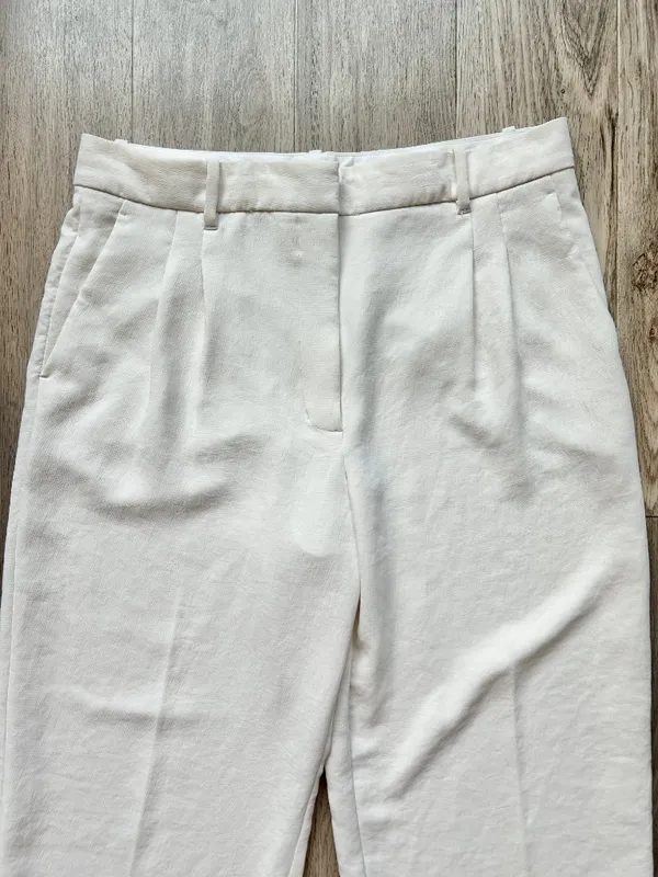 Aritzia Wilfred The Effortless Pant Wide Leg Crepette in Light Birch Size 16 - Image 3