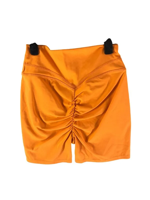 Halara Softlyzero Plush High Waisted Crossover Ruched Yoga Shorts 5'' Orange S - Image 3
