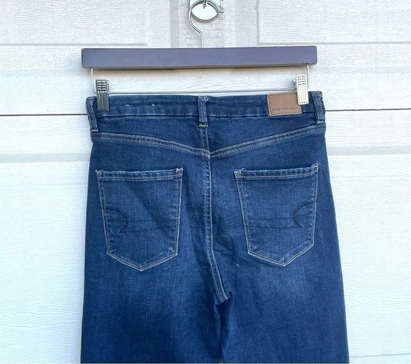 AEO American Eagle Womens Jeans Curvy High Hi Rise Jegging Blue Denim Stretch 6 - Image 5