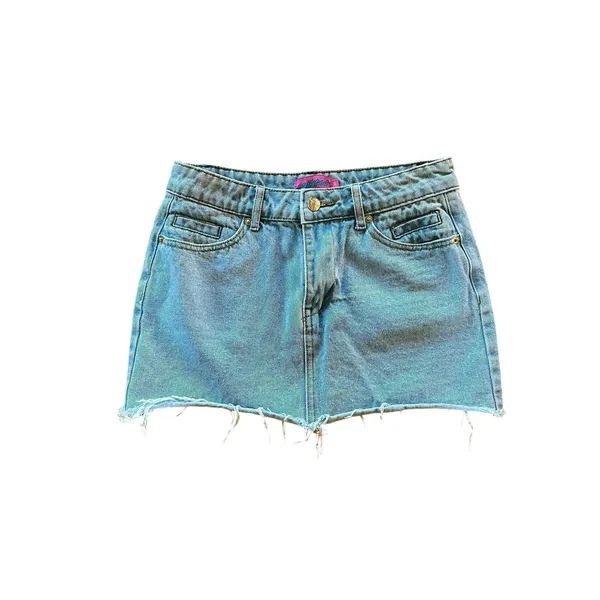 Edikted Jessie Raw Hem Y2K Style Denim Mini Skirt | XS - Image 3