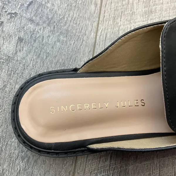 Sincerely Jules Ragu Black Lug Sole Horsebit Mule Loafers Womens 9M - Image 10