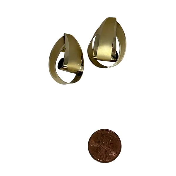 Vintage Gold-Tone Twist Hoop Earrings Oval Design A317 - Image 7