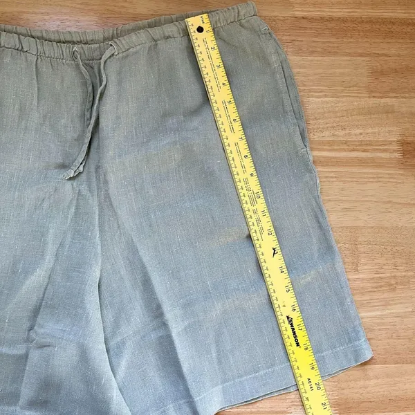 100% Linen Loose Fit Drawstring Sage Green Shorts Bay Street Clothing Size M - Image 6