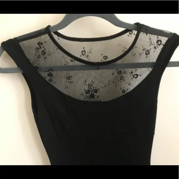 Black Short Dress w/Lace Neckline & Scoop Back - Image 6