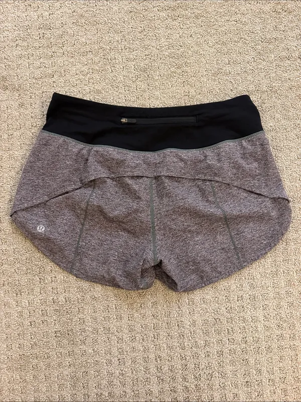 Lululemon Black Waistband Gray Heather Run Speed Shorts Size 6 Workout Athletic - Image 2