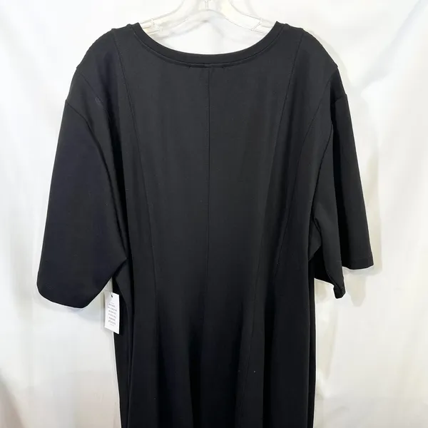 Eloquii Plus Sz 24 Maxi‎ Dress Heavy Black Short Sleeve Princess Seam Formal 197 - Image 6