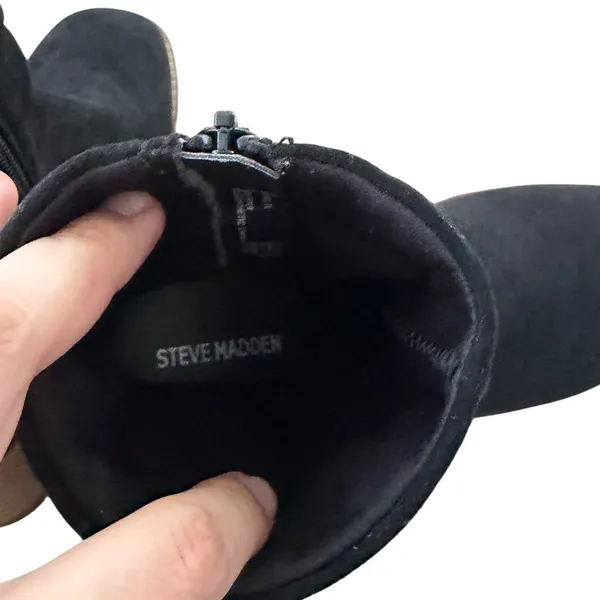 Steve Madden Black Microsuede Slouchy Ankle Boots Block Heel Size 4 NEW - Image 5